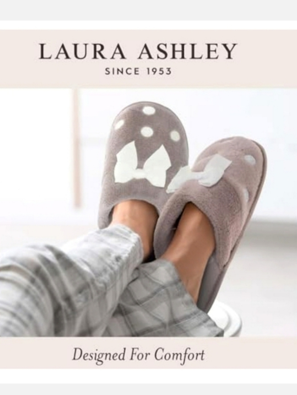 Laura Ashley Mule Slippers Light Tan Embroidered Dot Sm 5-6 NWT